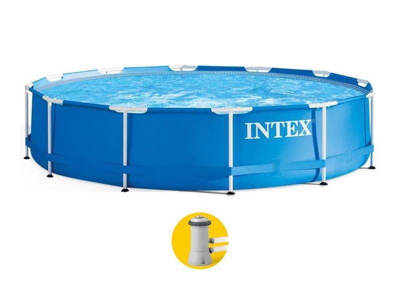 Intex zwembad Ø366 x 76 cm + accessoires, Tuin en Terras, Ophalen, Gebruikt, Minder dan 80 cm, Rond