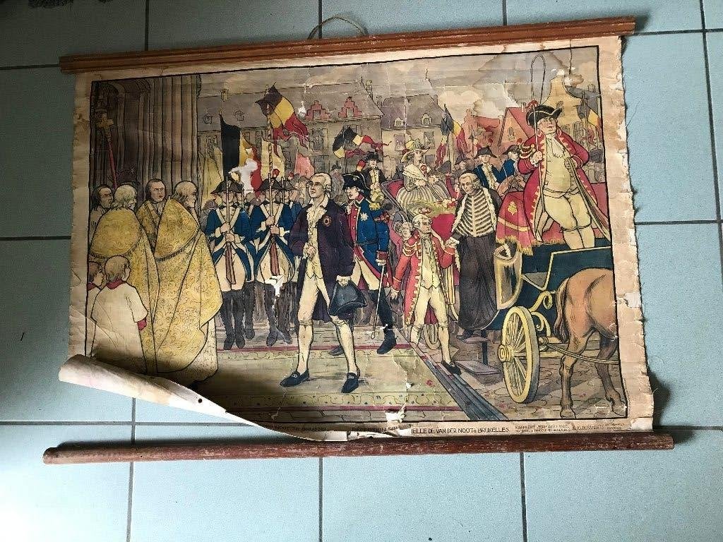 historische plaat2, Gebruikt, Wandhanger, Meerkleurig, Textiel