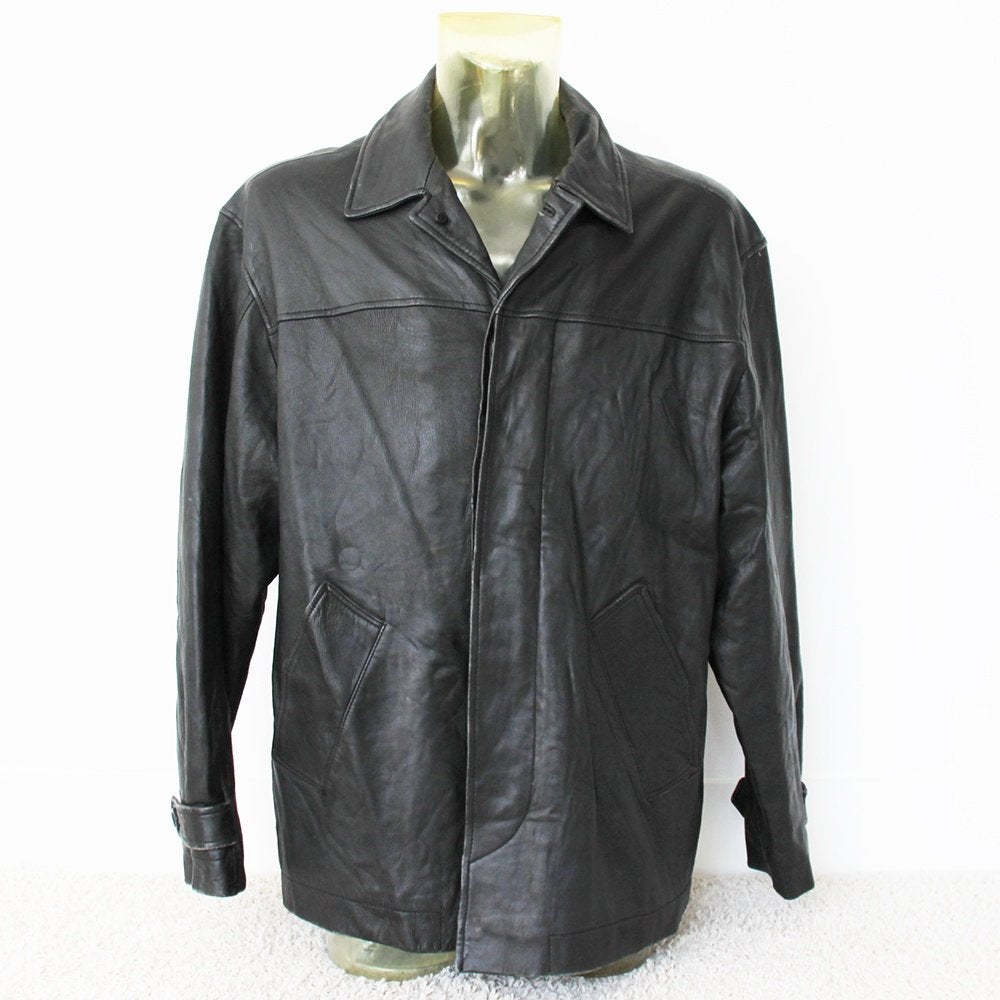 Belle veste pour homme WE en cuir vintage lisse (XL) €50, -, WE, Taille 56/58 (XL), Porté, Noir
