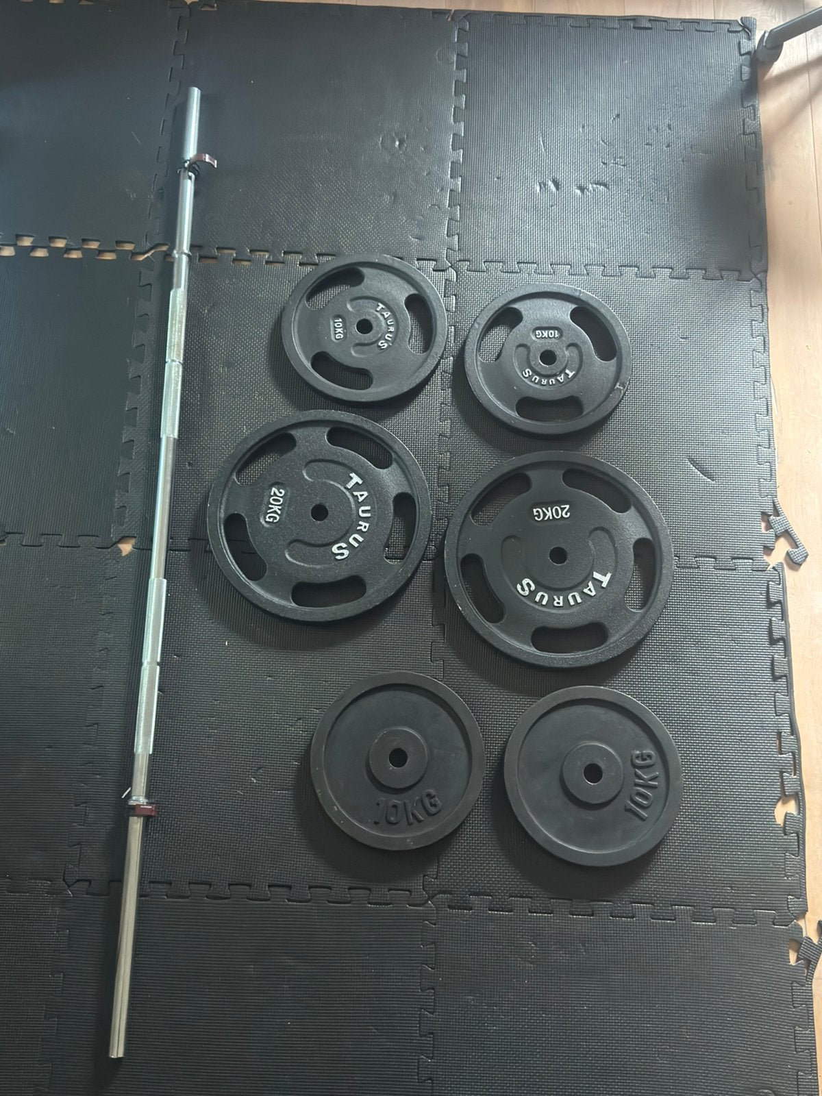 Barbell set & ijzeren gewichtschijven 80 kg, Ophalen, Zo goed als nieuw