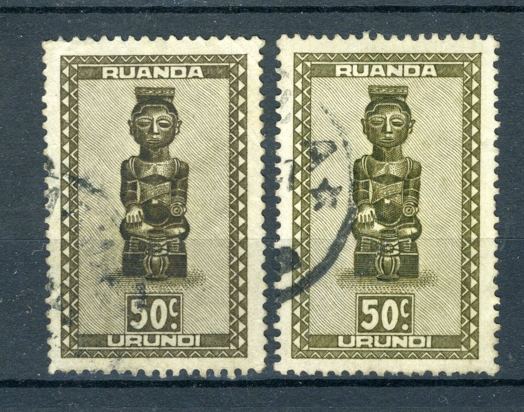 RUANDA URUNDI 159 timbré 1948 - Art indigène, Oblitéré, Art, Affranchi, Envoi