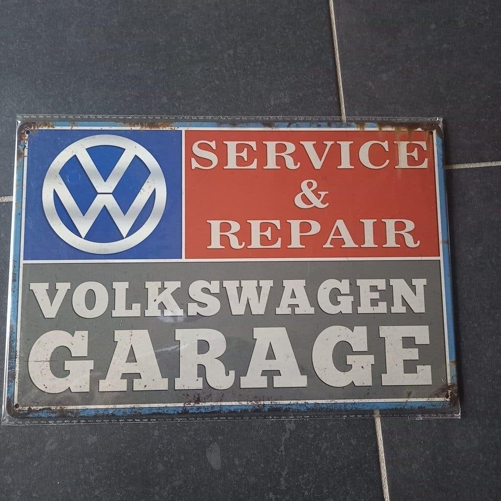 Retro Metalen Bord Volkswagen, Huis en Inrichting, Metaal, 30 cm, Verzenden, Meerkleurig