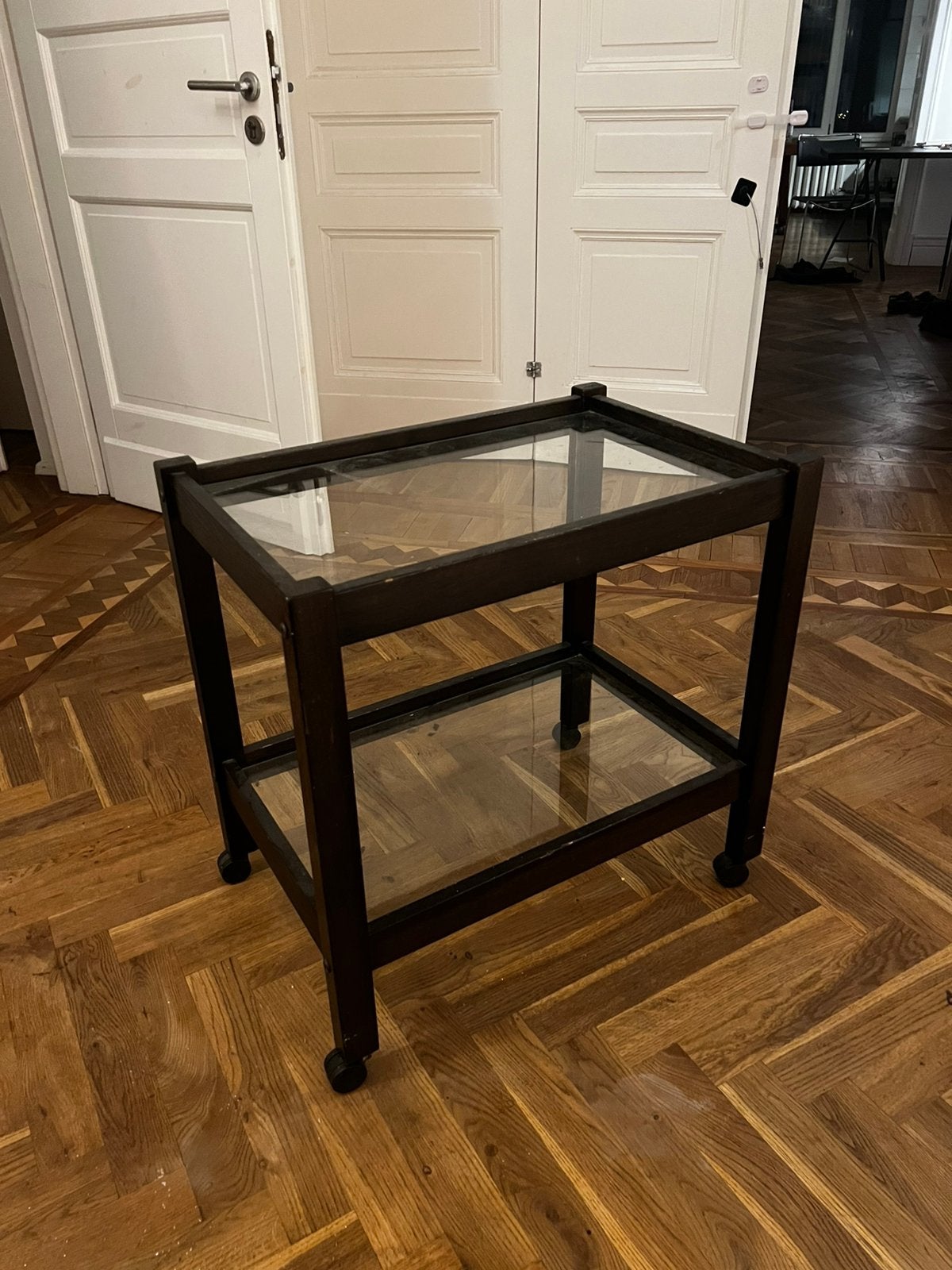 Table d’appoint sur roulettes, Maison & Meubles, 55 à 75 cm, Verre, Enlèvement, Utilisé