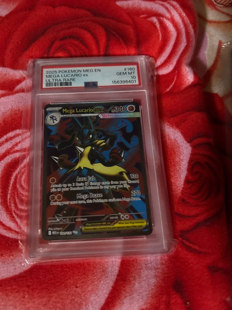 Mega Lucario ex 160 Psa 10, Ophalen, Nieuw, Losse kaart