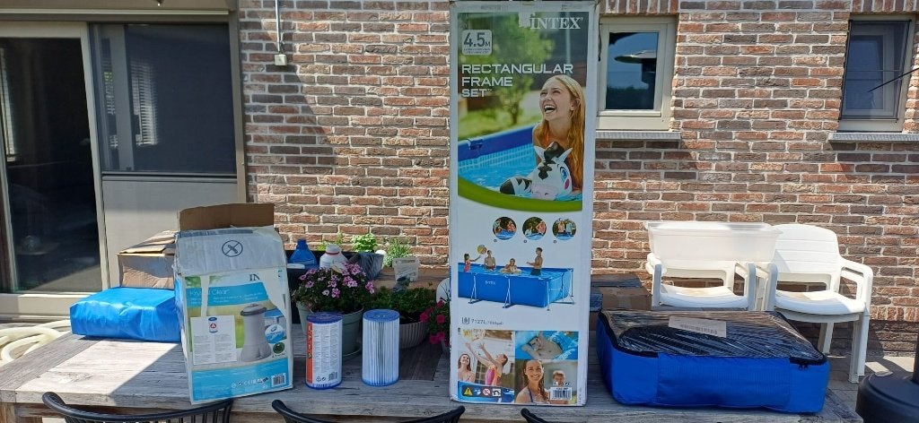Zwembad intex rechthoekig / compleet / 1 seizoen gebruikt, Ophalen, 200 tot 300 cm, 80 tot 120 cm, Zo goed als nieuw