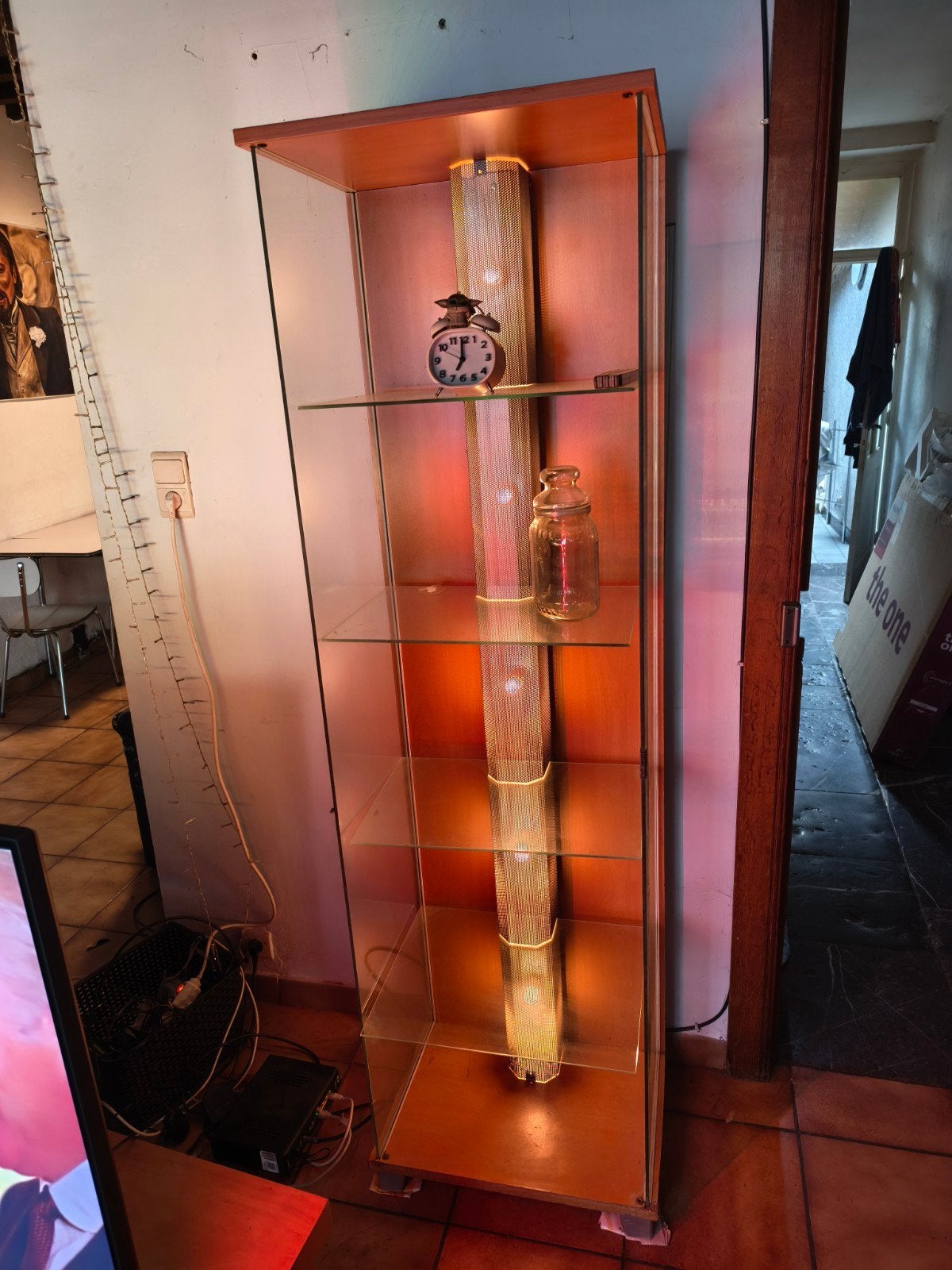 Vitrine verrière moderne et luminaire, Maison & Meubles, Enlèvement, Verre