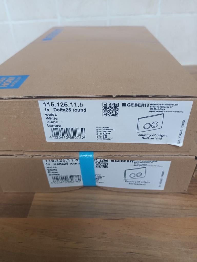 Geberit drukplaat 115.125.11.5  delta 25 rond wit 2 stukd, Enlèvement ou Envoi, Neuf