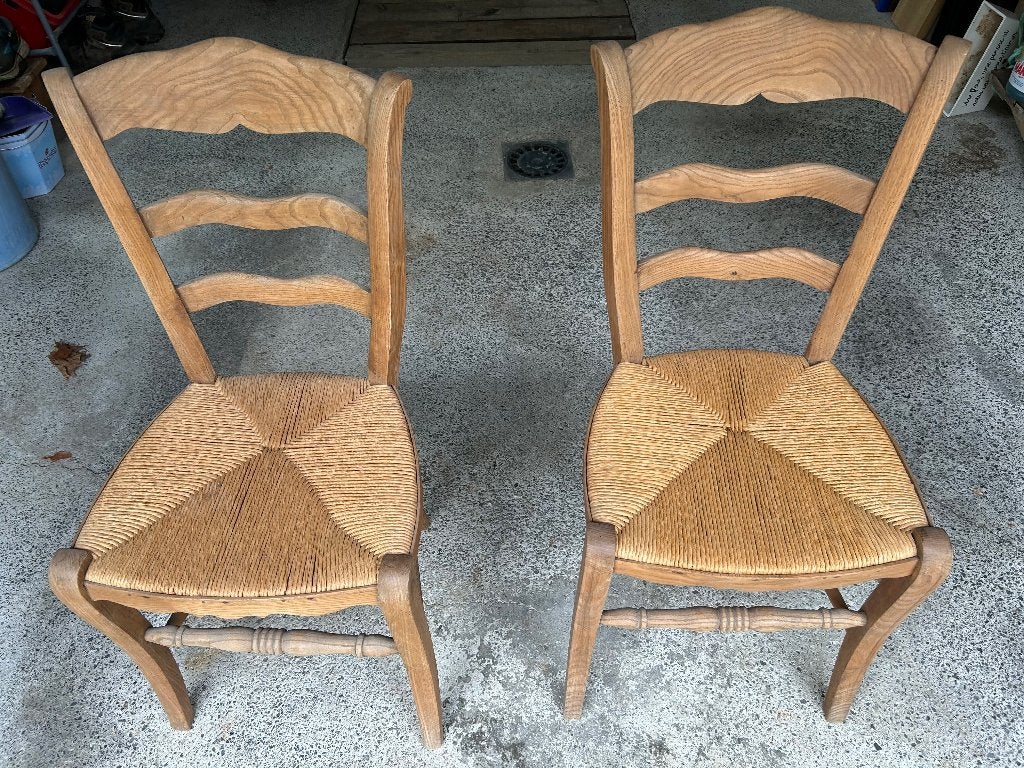 Chaises bois avec assise en paille, Maison & Meubles, Enlèvement, Utilisé, Bois, Deux