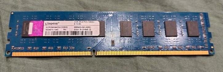 Gebruikt Kingston 1 x 2 GB DDR3 SDRAM 1333 RAM-geheugen., Computers en Software, RAM geheugen, Gebruikt, DDR3, Ophalen of Verzenden