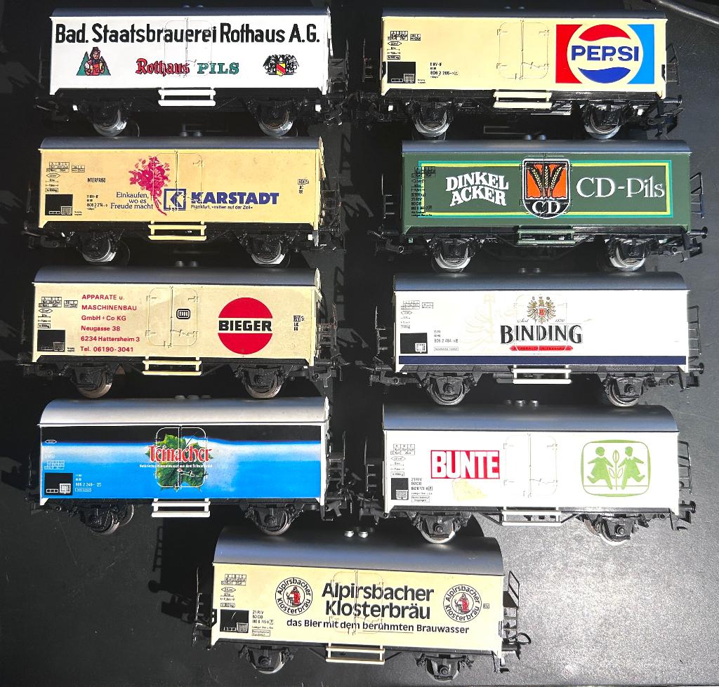 3379. Lot de 9 wagons frigos H0 Märklin., Enlèvement ou Envoi, Utilisé, Wagon, Märklin