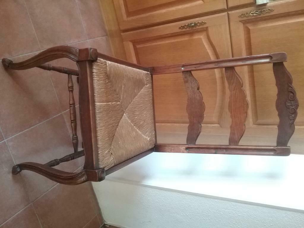 4 eiken stoelen met rieten zitting, Antiek en Kunst, Ophalen