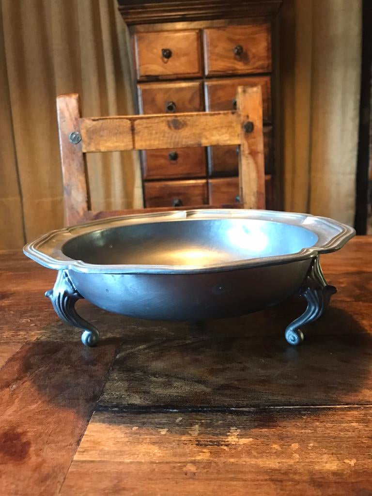 Tinnen schaal diameter 27cm h 9 cm, Enlèvement ou Envoi