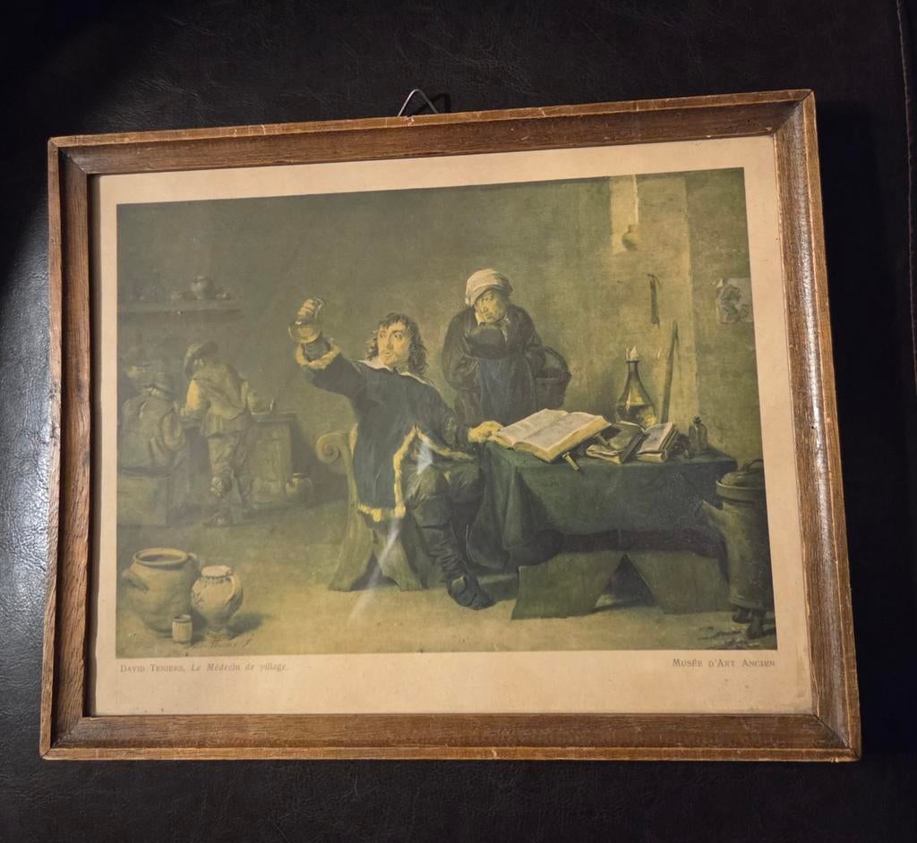 Cadre vintage en bois avec verre, Enlèvement ou Envoi, Bois