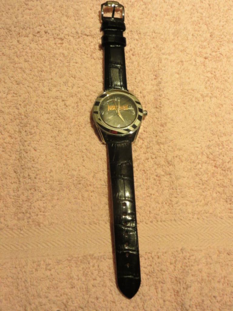 Dames Horloge 'Just Cavalli' - grijs - polshorloge, Montre-bracelet, Autres marques, Enlèvement ou Envoi, Cuir