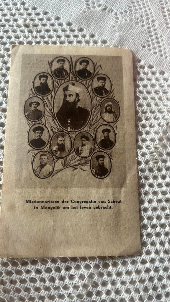 Missionarissen va Scheut in Mongolië om het leven gebracht, Verzamelen, Verzenden, Bidprentje