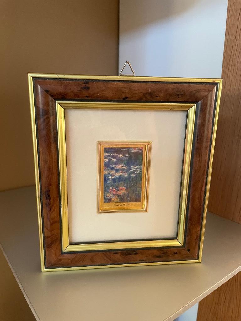 Cadre décoratif sur feuille d’or Claude Monet, Moins de 50 cm, Enlèvement ou Envoi, Comme neuf, Synthétique