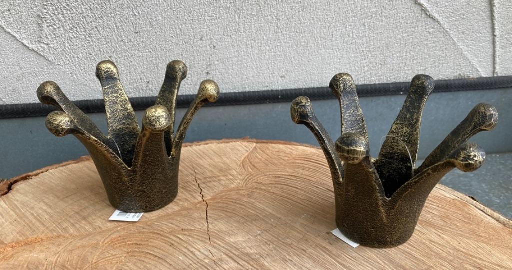 GIETIJZEREN KROONTJE WAXINELICHTHOUDER GOLDLOOK NIEUW, Antiek en Kunst, Ophalen of Verzenden