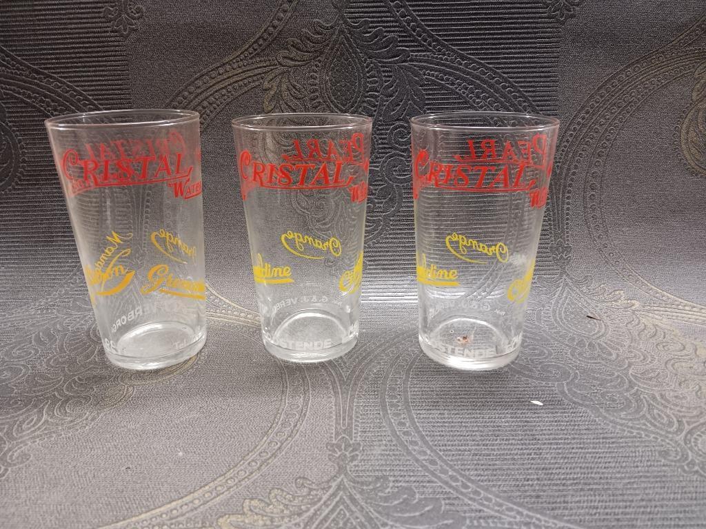 3 limonadeglaasjes Verborg Oostende limonade Cristal Water, Verzamelen, Merken en Reclamevoorwerpen, Ophalen of Verzenden, Gebruikt
