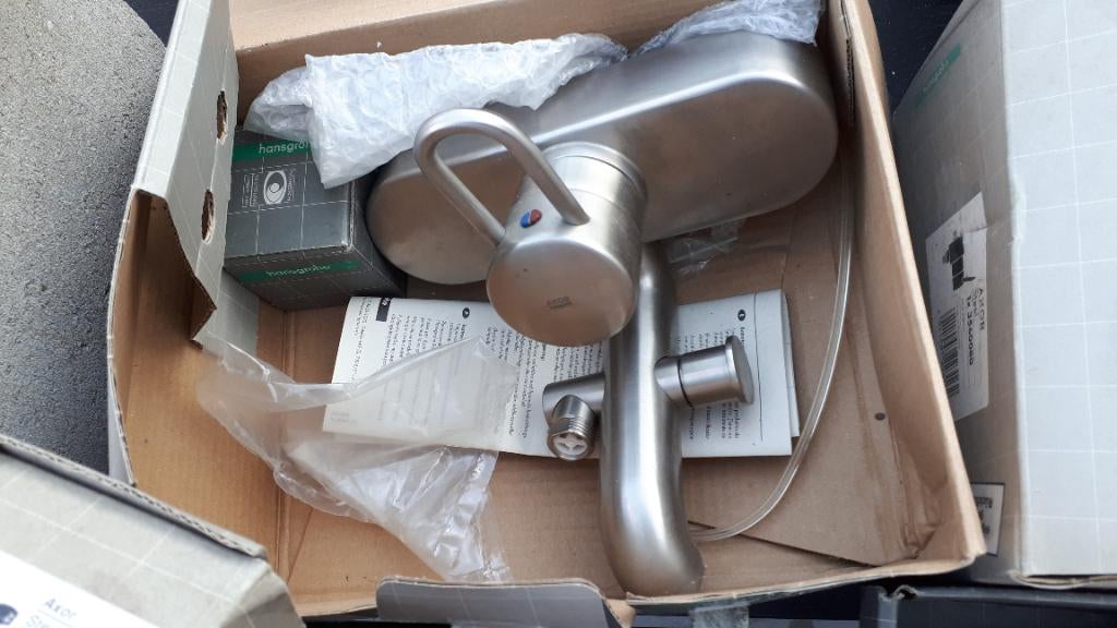 Kranenset voor bad- lavabo- douche RVS v.HGRH. Mét wc.acces., Doe-het-zelf en Bouw, Sanitair, Nieuw, Bad, Ophalen