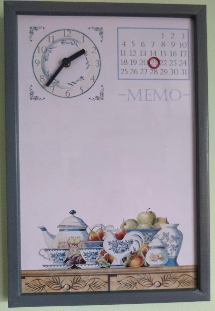 Tableau mémo magnétique avec horloge, Enlèvement ou Envoi, Comme neuf