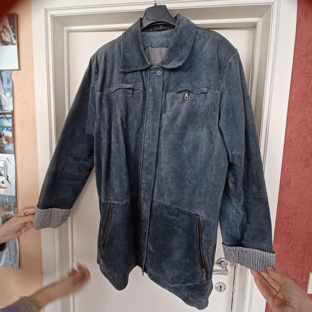 Veste en daim véritable, Enlèvement ou Envoi, Neuf, Taille 46/48 (XL) ou plus grande, Bleu
