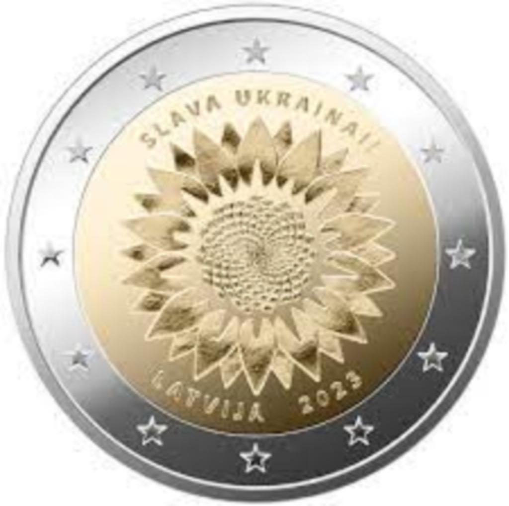 2 euros Lettonie 2023 'Tournesol ukrainien', Enlèvement ou Envoi, Autres pays, 2 euros, Monnaie en vrac