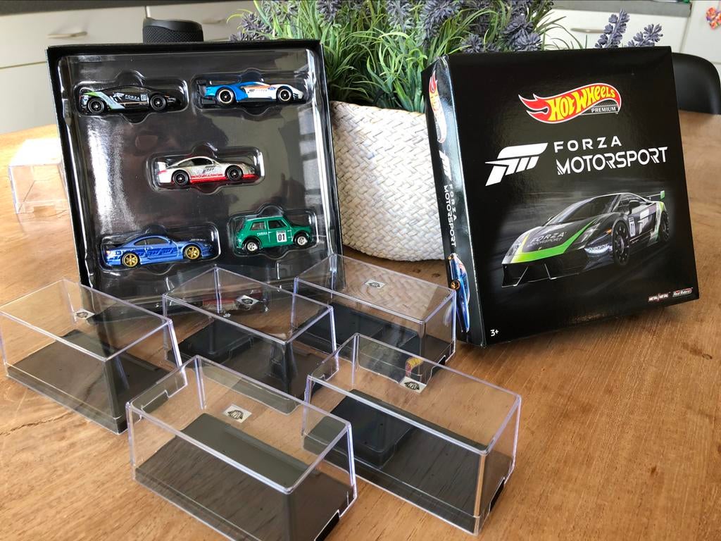 Hot wheels Forza met vitrineboxen Hotwheels, Ophalen of Verzenden