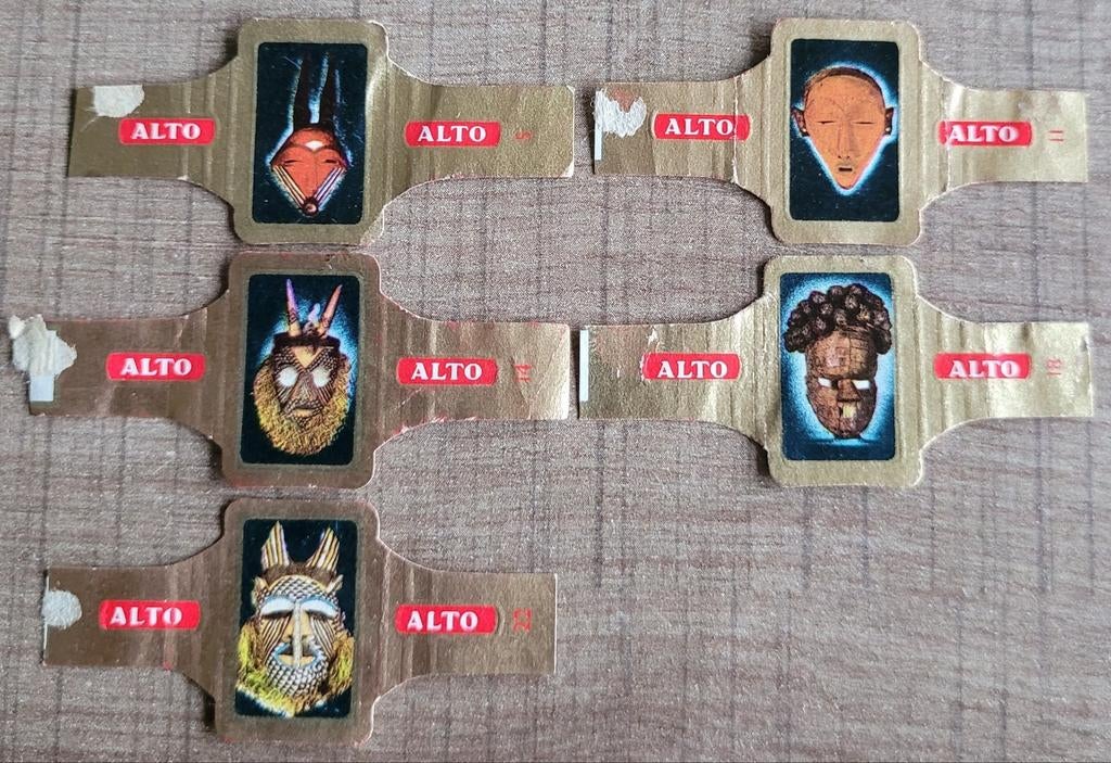 5 oude sigarenbandjes: maskers, Ophalen of Verzenden, Gebruikt, Sigarenbandjes