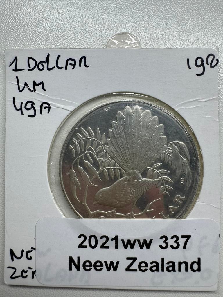 Nieuw-Zeeland 1 dollar 1980 "Fantail Bird" PROOF zilver, Ophalen, Zilver