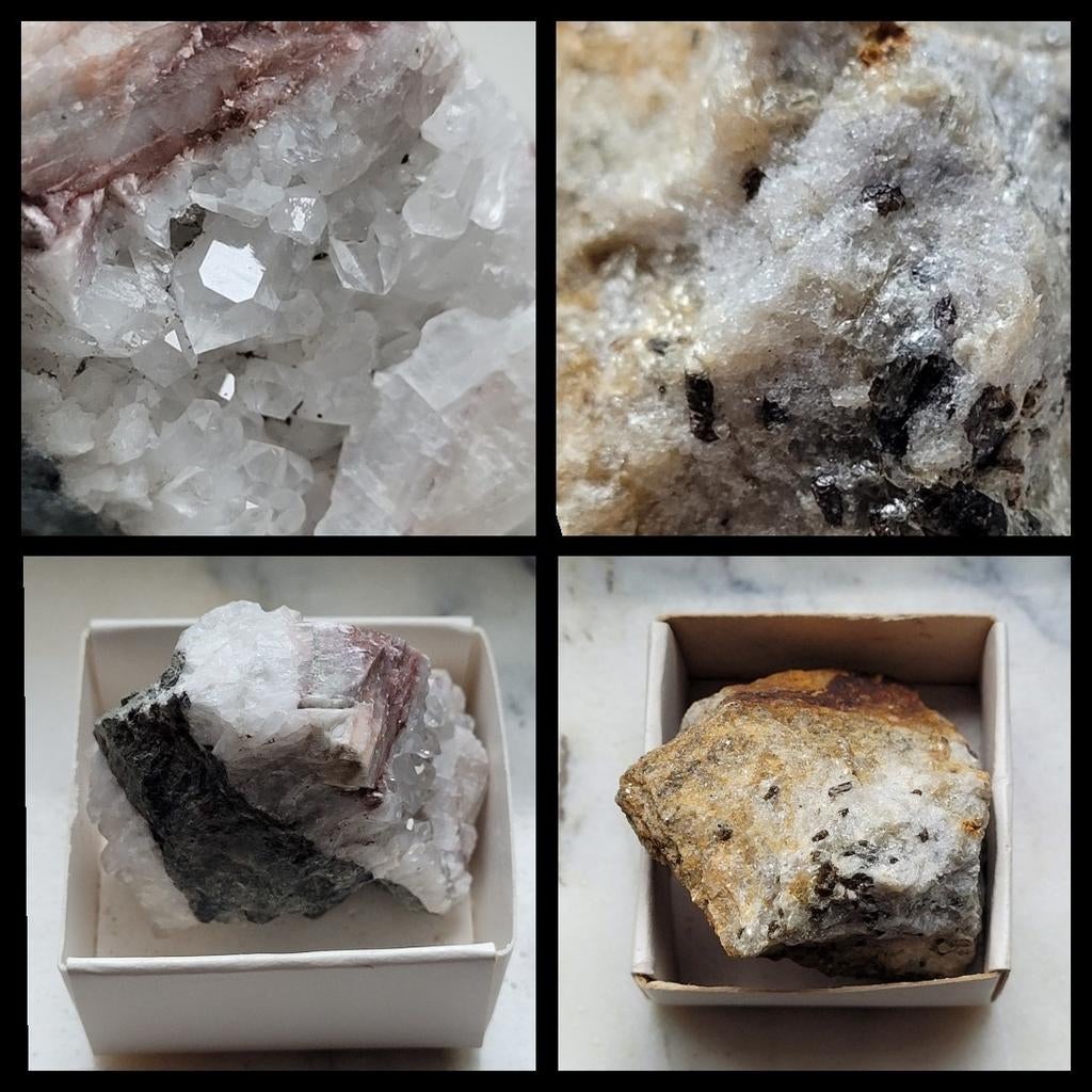Spécimen minéral 1x quartz et 1x schiste grenat, Enlèvement ou Envoi, Minéral