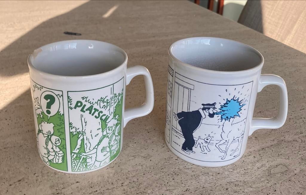Vintage 2 kopjes Kuifje en Captain Haddock Planta, Ophalen of Verzenden, Kuifje, Gebruikt