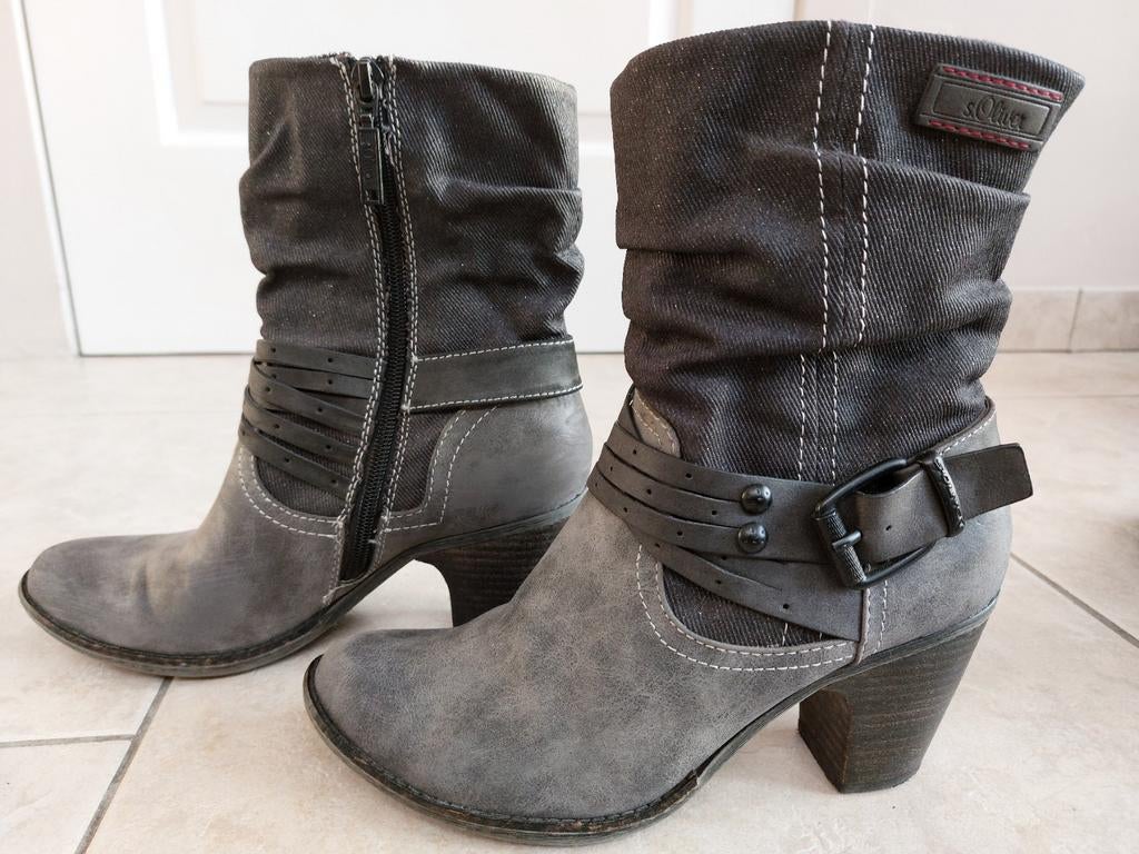 Bottes de cowboy, bottes basses, grises, chaussures pour fem, S´Oliver, Gris, Enlèvement ou Envoi, Comme neuf