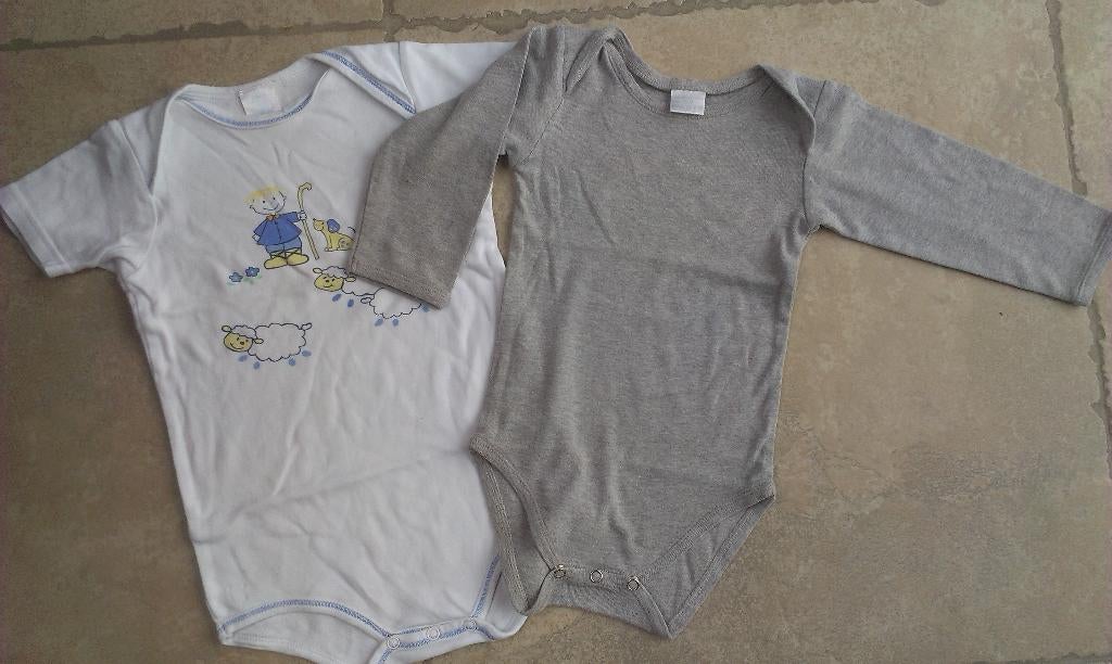 1 euro koopjes: 2 body's mt 80, Kinderen en Baby's, Babykleding | Maat 80, Ophalen of Verzenden, Gebruikt, Jongetje of Meisje
