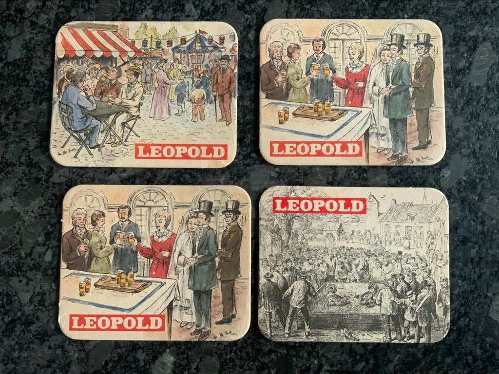 bierkaartjes Leopold 4 verschillende, Enlèvement ou Envoi, Comme neuf