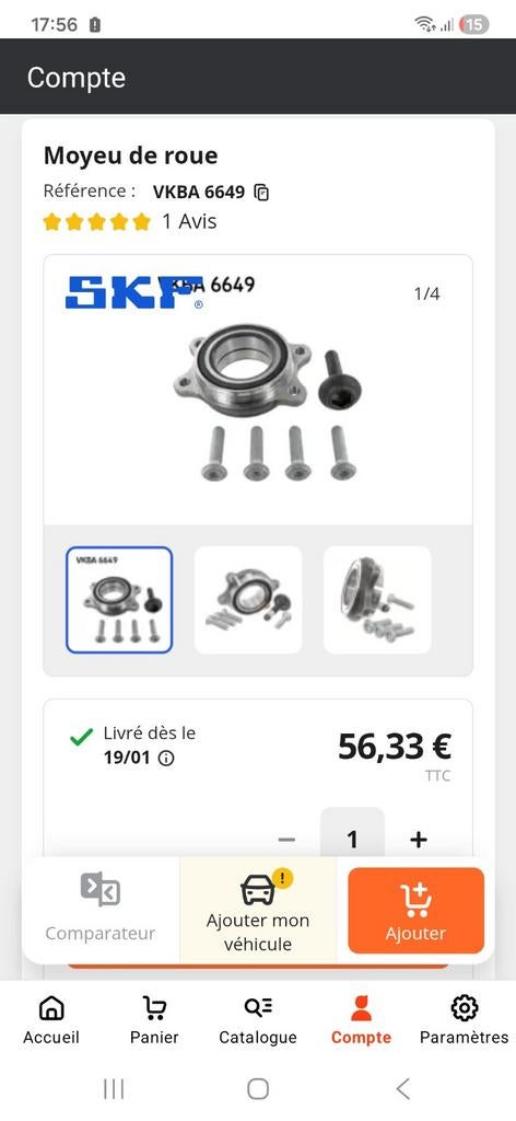 Roulement / moyeu de roue avant SKF Audi A4, Enlèvement ou Envoi, Audi
