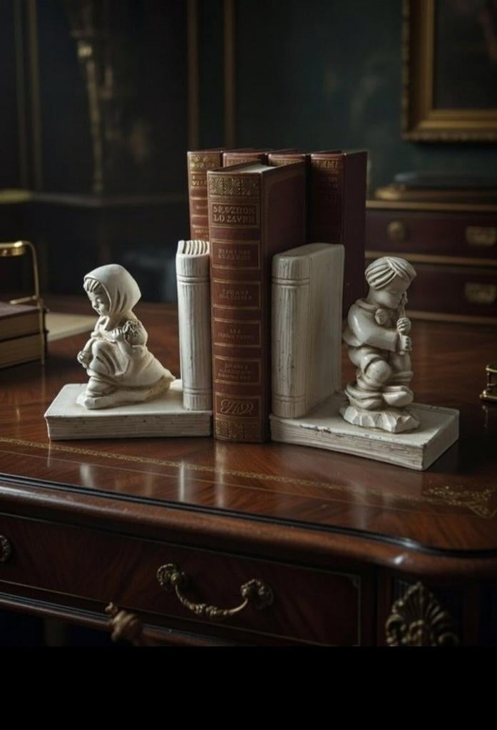 Henn - Serre-livres - staff décoratif - l’enfance et savoir, Antiquités & Art, Antiquités | Étain, Enlèvement ou Envoi