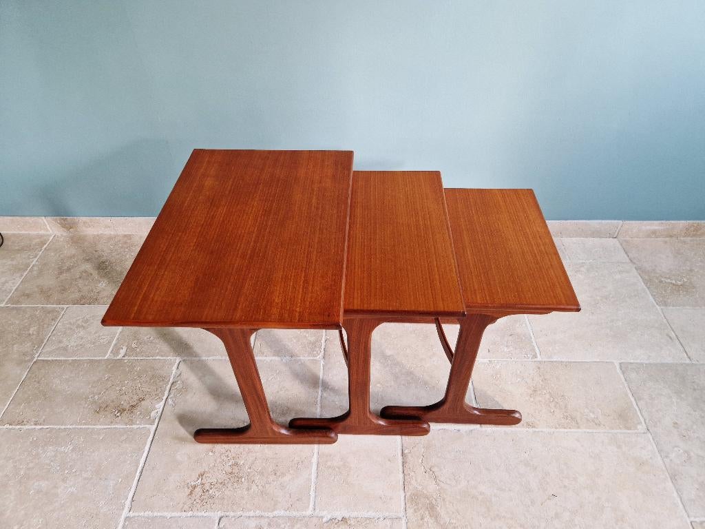 Set van 3 teakhouten bijzettafels van Gplan, jaren 60, Royaume-Uni, Ophalen of Verzenden, Scandinave, Gplan