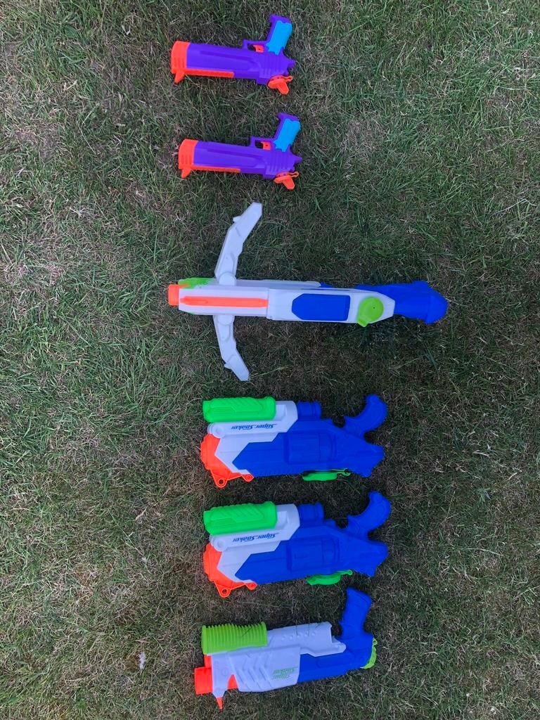 6 Super Soaker waterpistolen in zeer goede staat, Ophalen of Verzenden, Gebruikt
