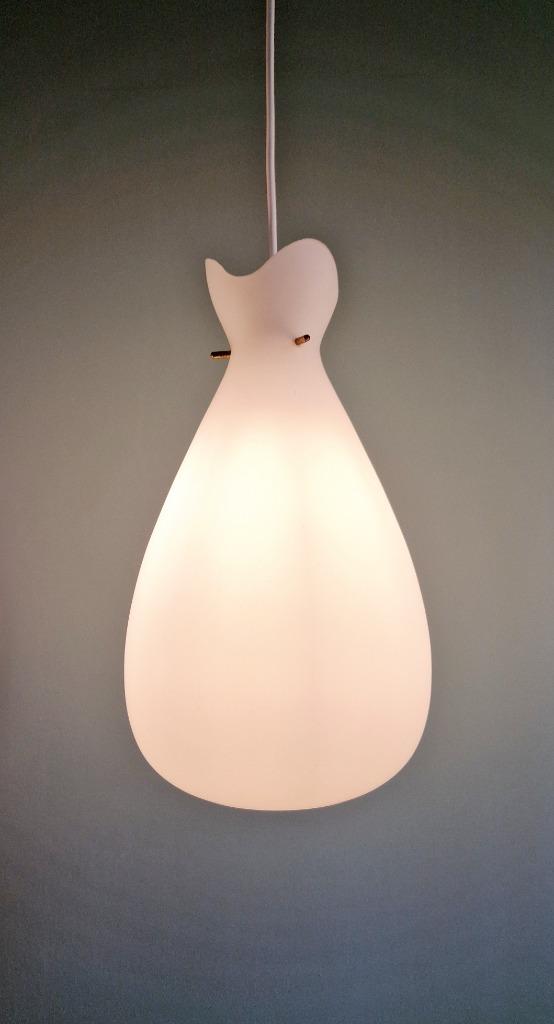 Suspension scandinave en verre satiné blanc, années 60, Enlèvement ou Envoi