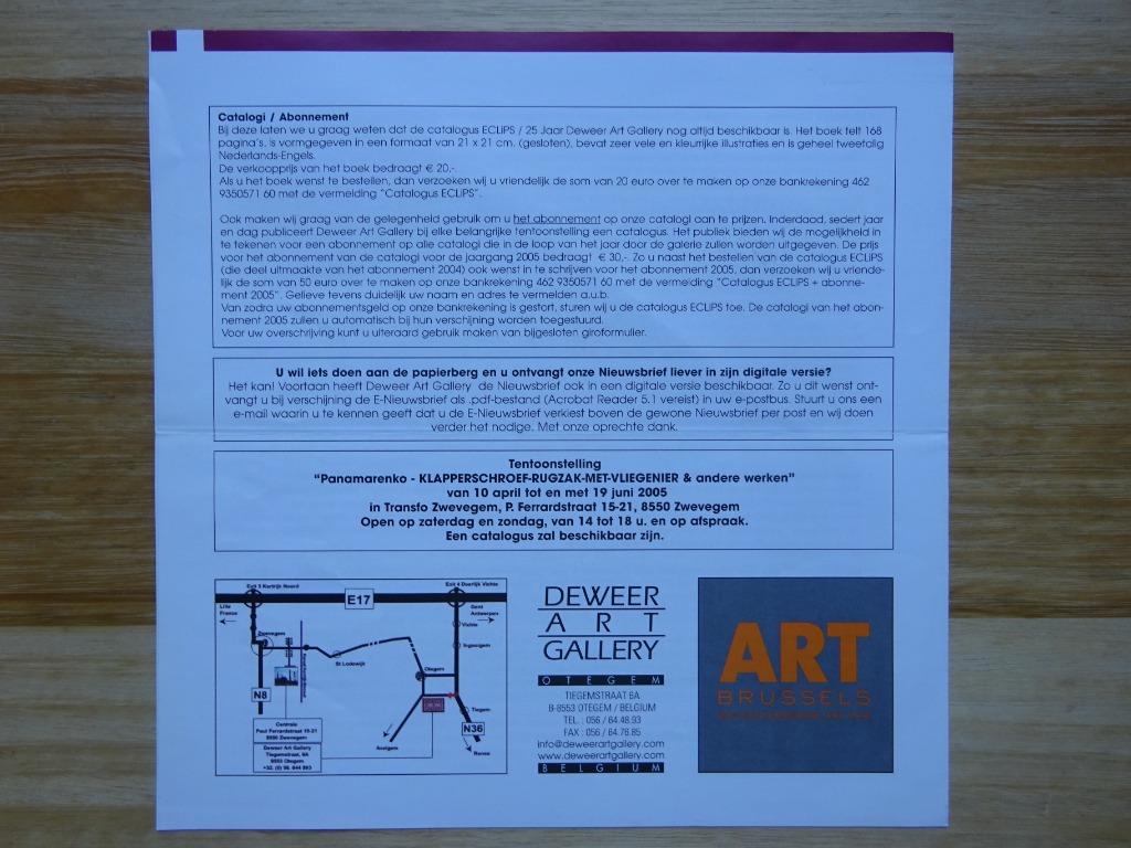 Panamarenko 2000 invitatie /folder Deweer Otegem, Enlèvement ou Envoi, Comme neuf, Dépliant