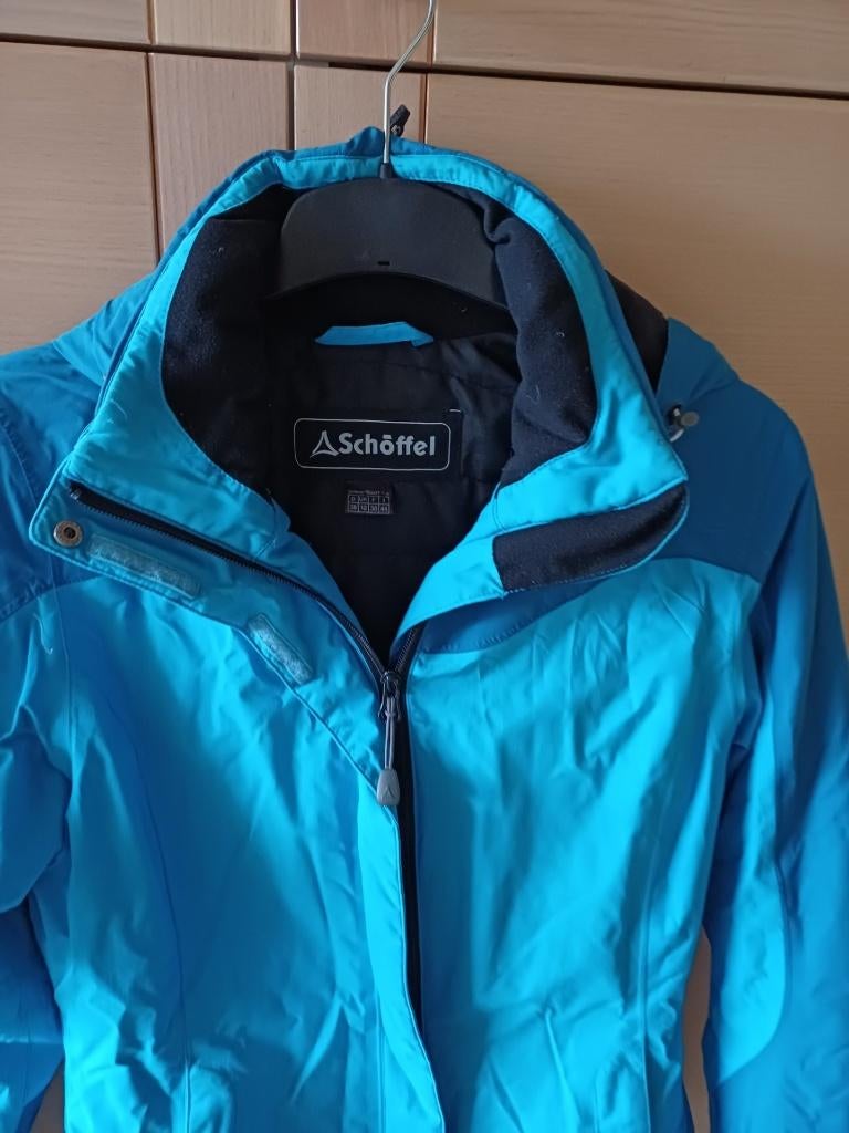 dames winterjas merk schoffel maat F 38 met kap, Ophalen, Gedragen, Maat 38/40 (M), Blauw