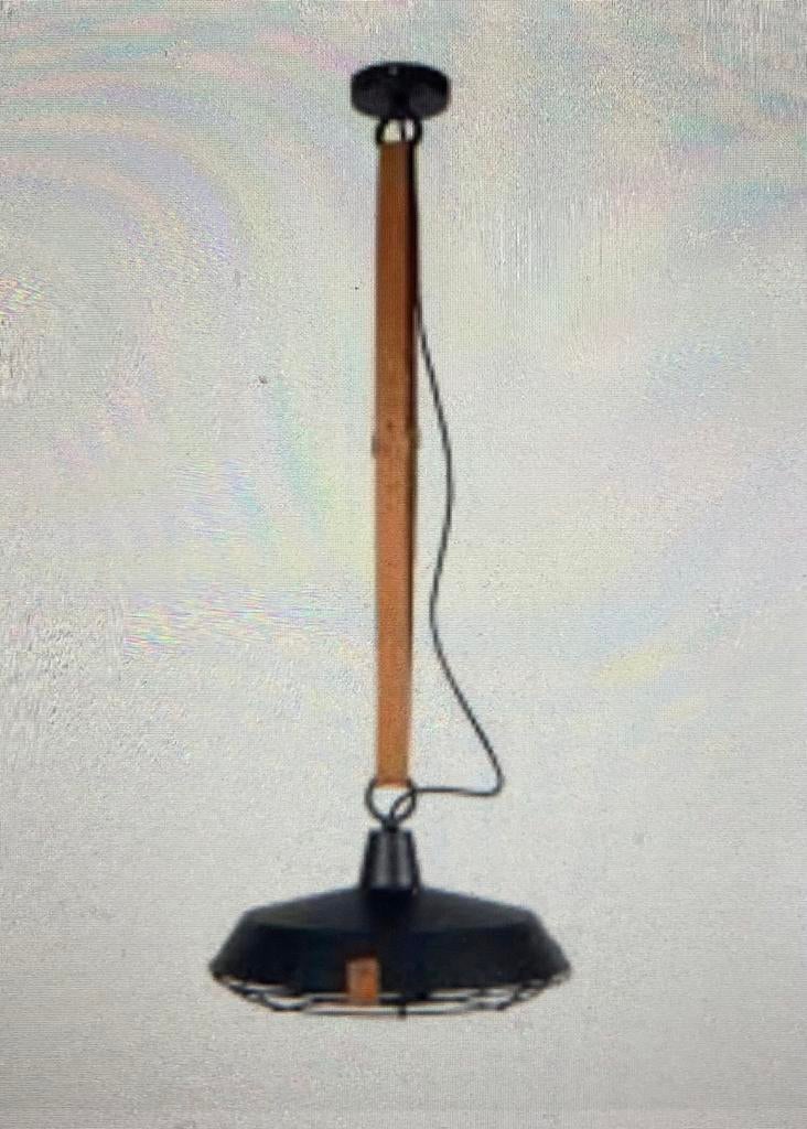 Zuiver Hanglamp antraciet met lederen riem verstelbaar., Ophalen