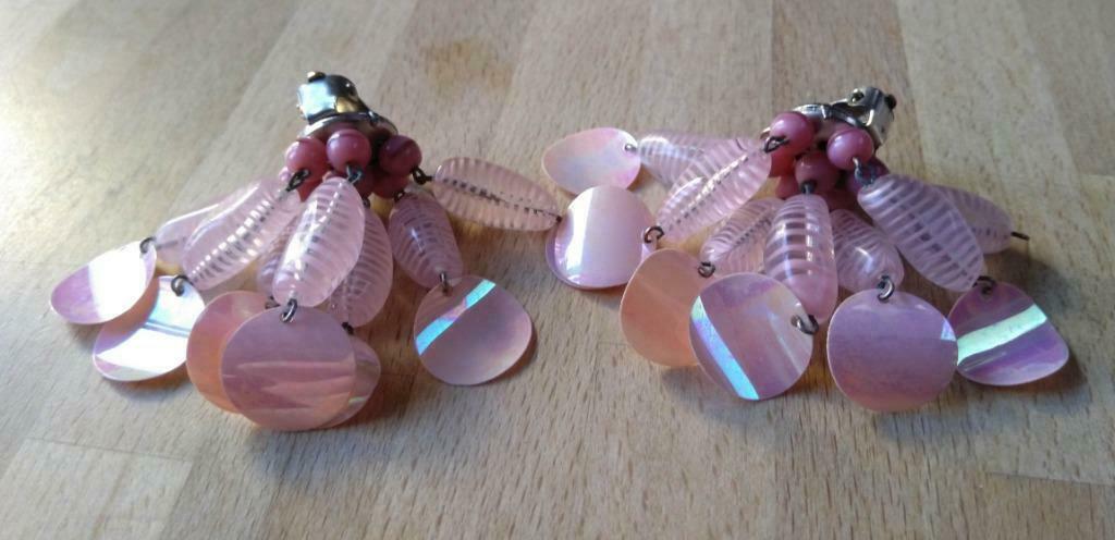 Boucles d'oreilles vintage roses des années 1980, Enlèvement ou Envoi, Comme neuf, Rose