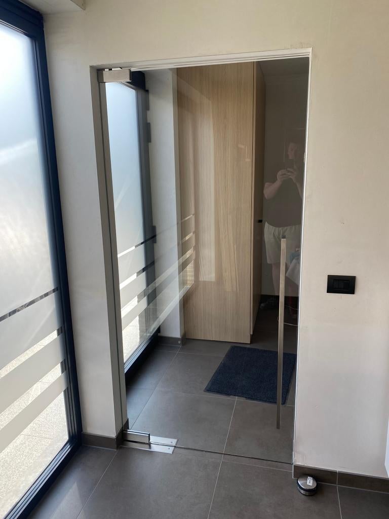 Pivotdeur in glas met dormapomp, Ophalen, Gebruikt, 80 tot 100 cm, Binnendeur