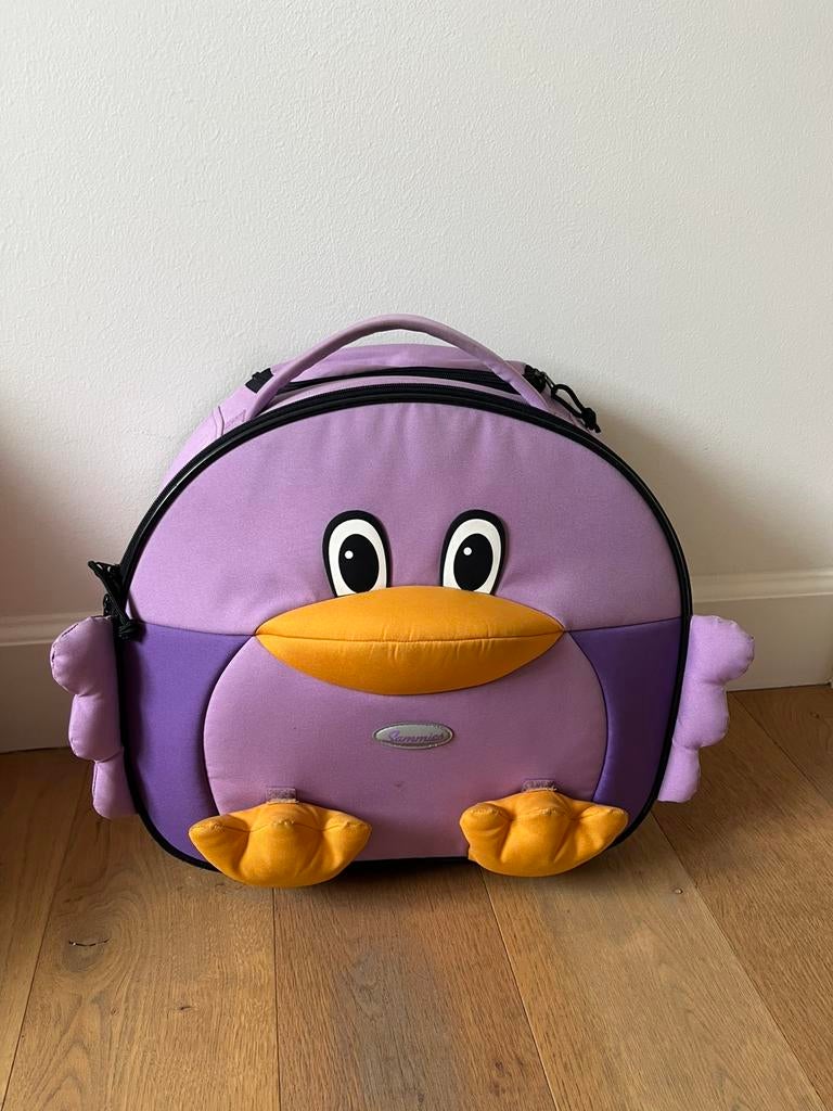 Kinderkoffer Sammies met paarse pinguïn van Samsonite, Ophalen, Gebruikt, Paars, Wieltjes