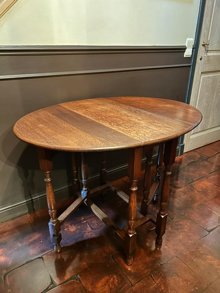 Antiek klaptafeltje in Eik- Charmant en functioneel., Antiquités & Art, Antiquités | Meubles | Tables, Enlèvement