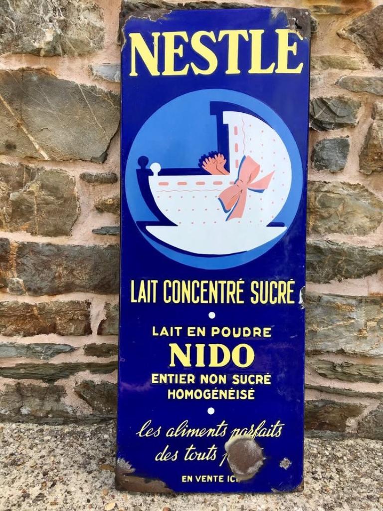 Plaque émaillée / Emaille borden NESTLE (+/- 1950), Enlèvement, Utilisé