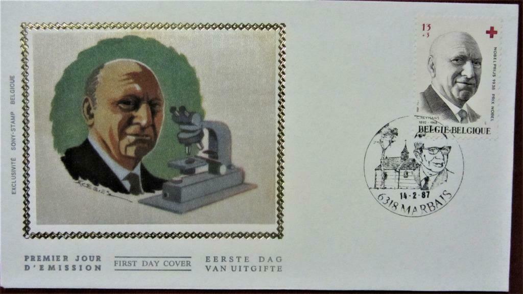 FDC BELGIË OP ZIJDE- NR.2241/2242- NOBELPRIJSWINNAARS GENEES, Enlèvement ou Envoi, Affranchi, Autres thèmes