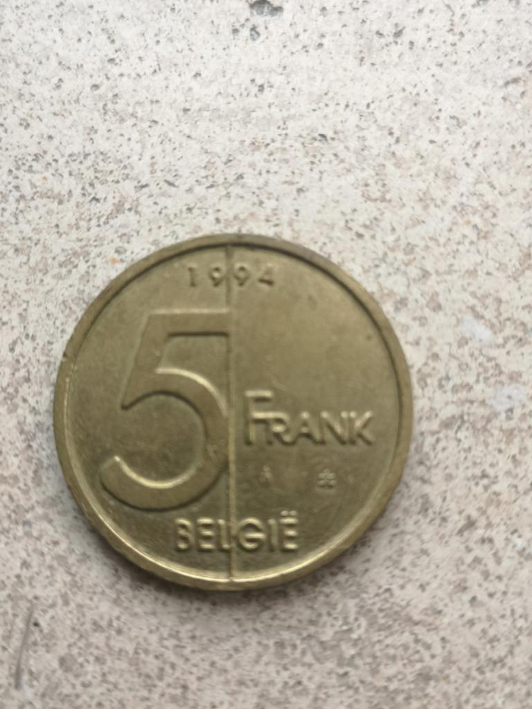 5 Belgische frank 1994, Postzegels en Munten, Ophalen of Verzenden, Losse munt