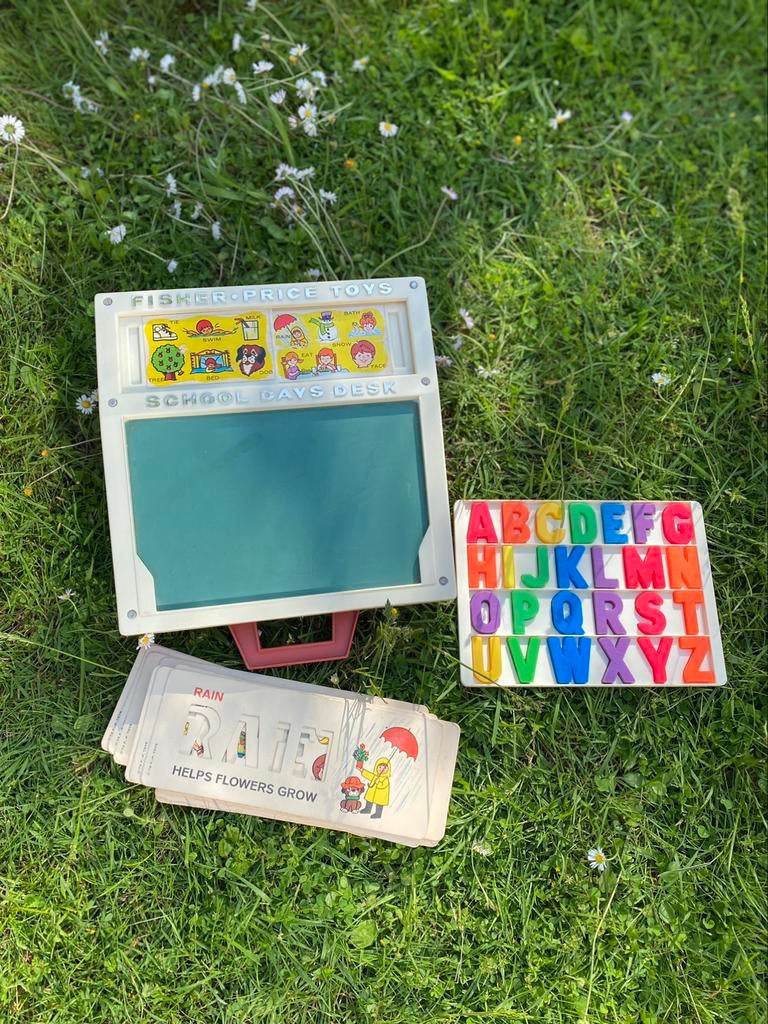 Fisher-price lessenaar schrijfbord vintage engelstalig, Kinderen en Baby's, Ophalen of Verzenden